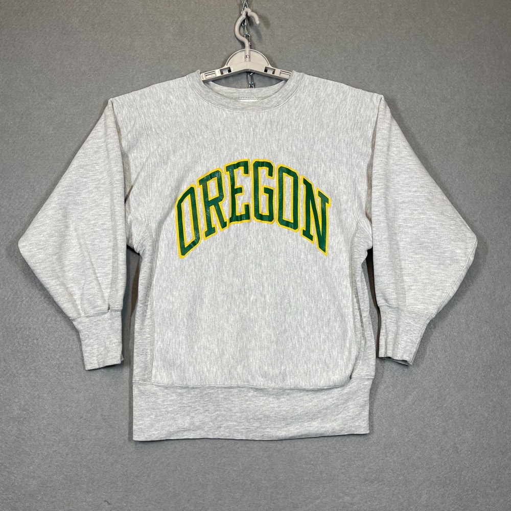 VTG Oregon Ducks Sweatshirt Women Gray Medium Champion Reverse Weave Crewneck 90